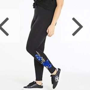 🍂🍁 Simply Be Blue Floral Applique Black Legging Sz 10